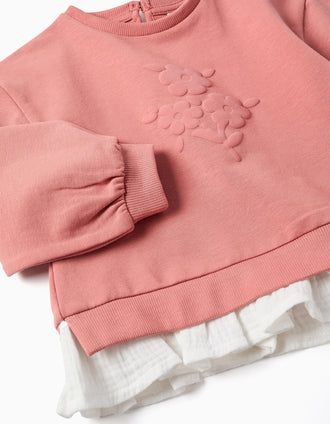 Conjunto de algodão com estampado de flores para bebé menina, rosa
