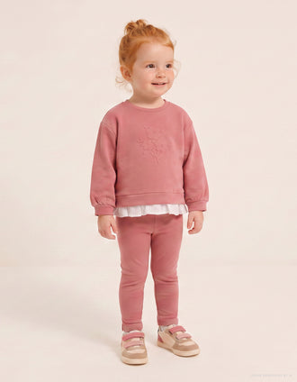 Conjunto de algodão com estampado de flores para bebé menina, rosa