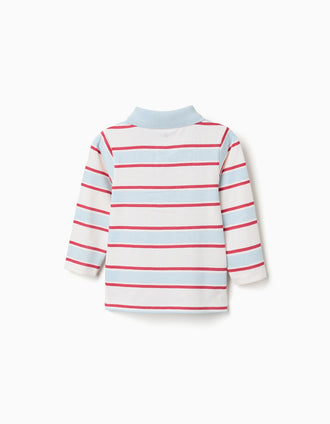 Polo de manga comprida às riscas Mickey para bebé e menino, multicolor