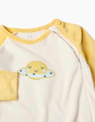Dors-bien en velours avec Saturne pour nouveau-nés et bébés, beige/jaune