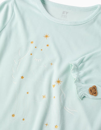 Pijama de terciopelo que brilla en la oscuridad para niña, azul