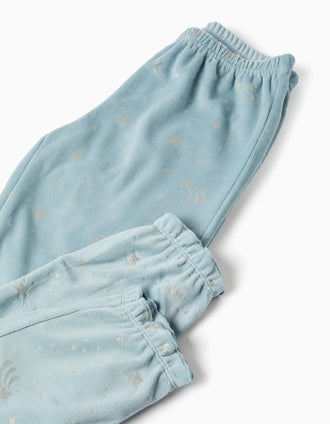 Pijama de terciopelo que brilla en la oscuridad para niña, azul