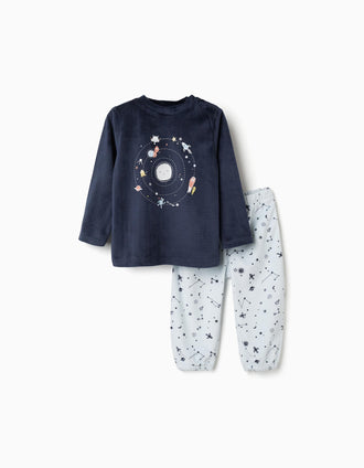 Pyjama en velours qui brille dans le noir pour nouveau-né et bébé, bleu