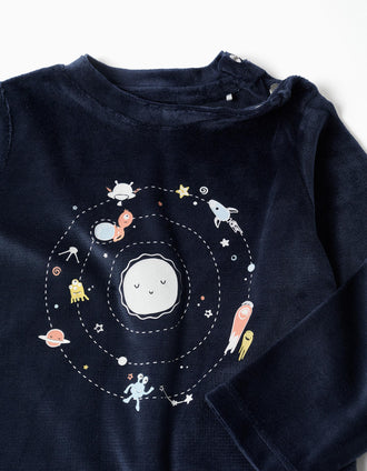 Pyjama en velours qui brille dans le noir pour nouveau-né et bébé, bleu