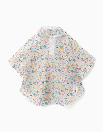 Poncho de chuva com capuz e estampado para bebé menino, transparente