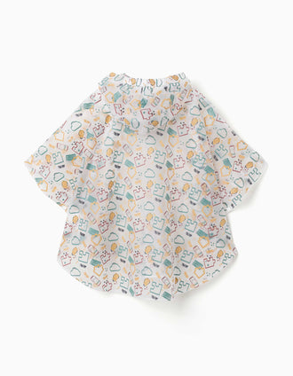 Poncho de chuva com capuz e estampado para bebé menino, transparente