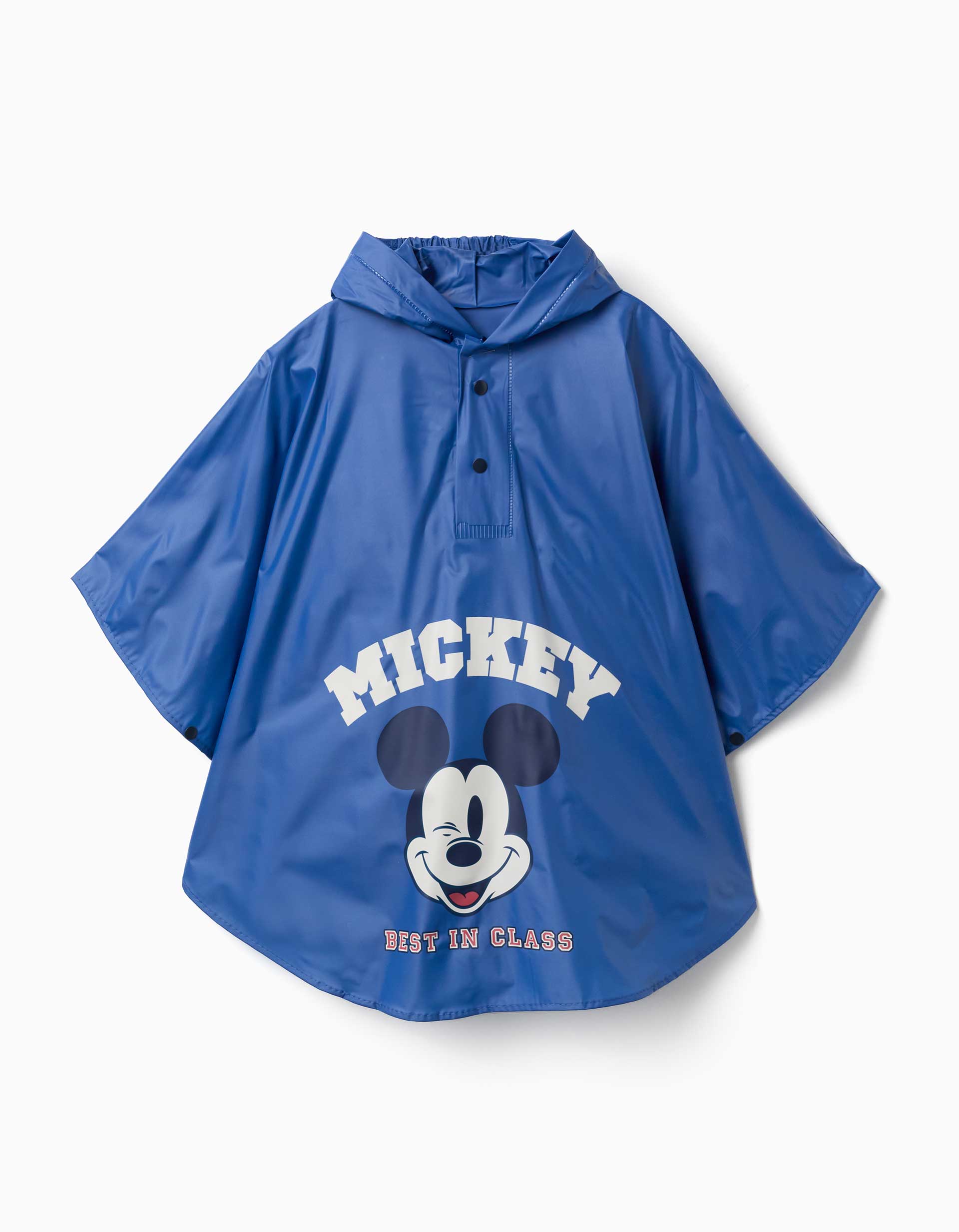 Poncho de chuva com capuz e estampado Mickey para bebé e menino, azul