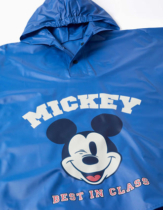 Poncho de chuva com capuz e estampado Mickey para bebé e menino, azul