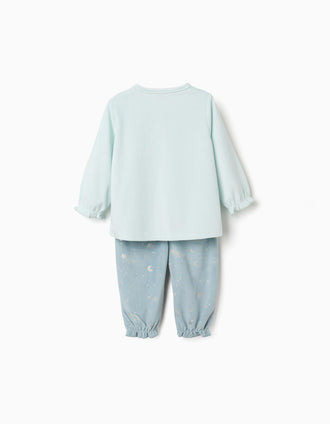 Pijama de terciopelo que brilla en la oscuridad para recién nacida y bebé, azul