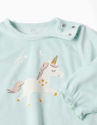 Pijama de terciopelo que brilla en la oscuridad para recién nacida y bebé, azul
