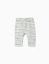 Pantalon en coton peigné à rayures pour nouveau-né, blanc/vert clair