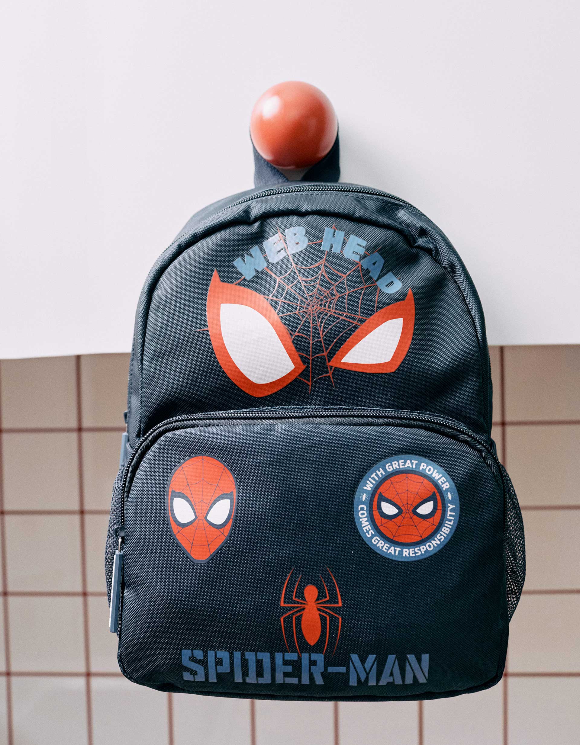 Backpack with Spider-Man prints for babies and boys, dark blue