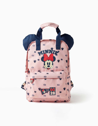 Mochila com estampado e orelhas 3D Minnie para bebé menina, rosa-claro