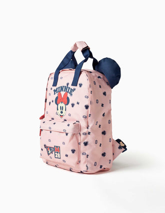 Mochila com estampado e orelhas 3D Minnie para bebé menina, rosa-claro