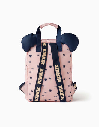 Mochila com estampado e orelhas 3D Minnie para bebé menina, rosa-claro