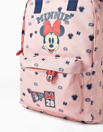 Mochila com estampado e orelhas 3D Minnie para bebé menina, rosa-claro