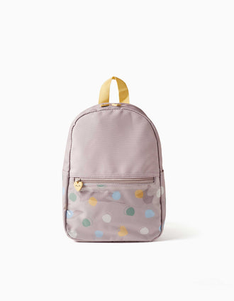 Backpack with hearts and dots print for baby girls, lilac
