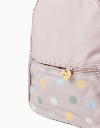 Backpack with hearts and dots print for baby girls, lilac