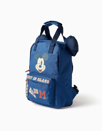 Mochila con estampado y orejas 3D de Mickey para bebé niño, azul oscuro
