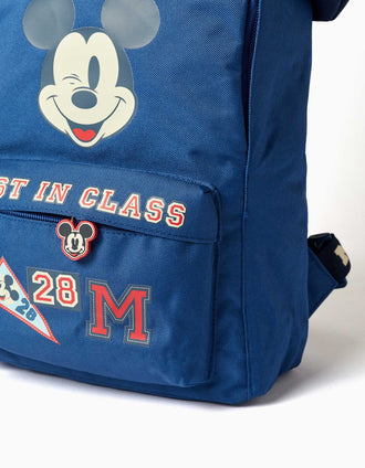 Mochila con estampado y orejas 3D de Mickey para bebé niño, azul oscuro
