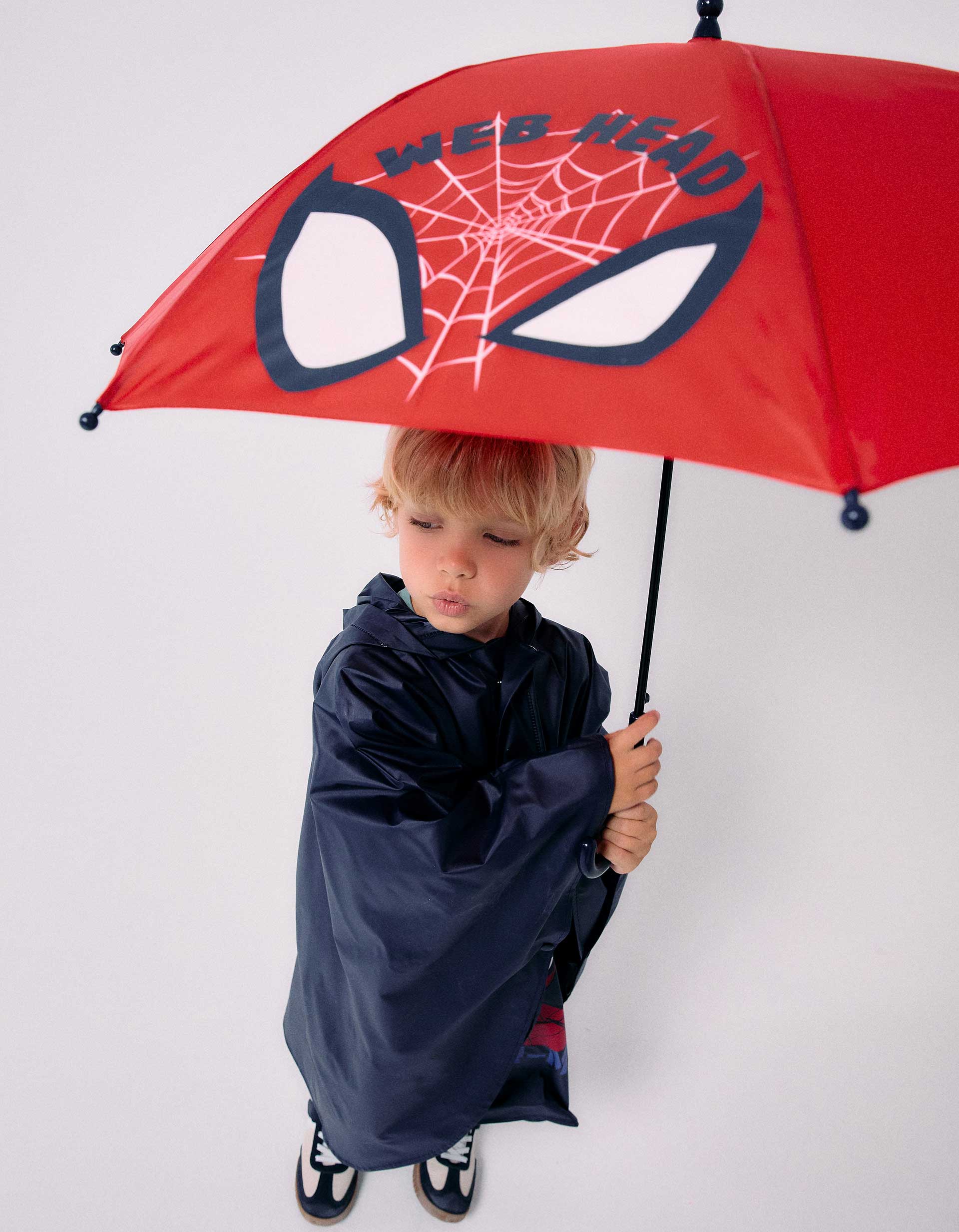 Automatic umbrella with Spider-Man print for boys, red