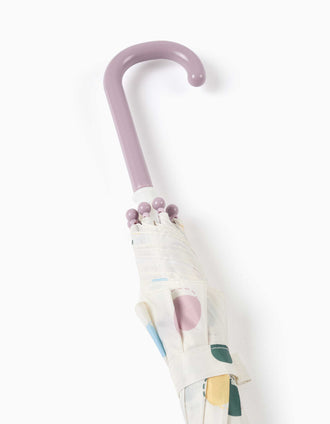 Guarda-chuva automático com padrão para bebé menina, transparente