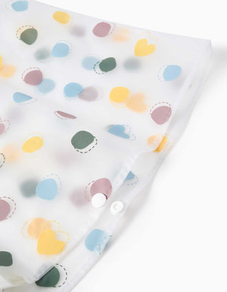 Hooded rain poncho with dots pattern for baby girls, transparent