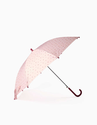 Guarda-chuva automático com padrão floral para menina, rosa-claro