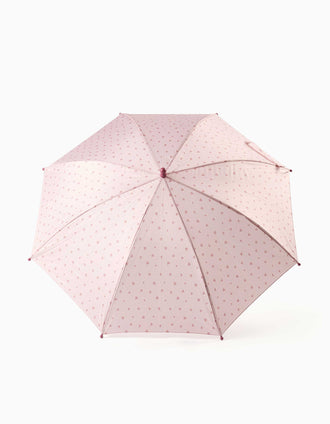 Guarda-chuva automático com padrão floral para menina, rosa-claro
