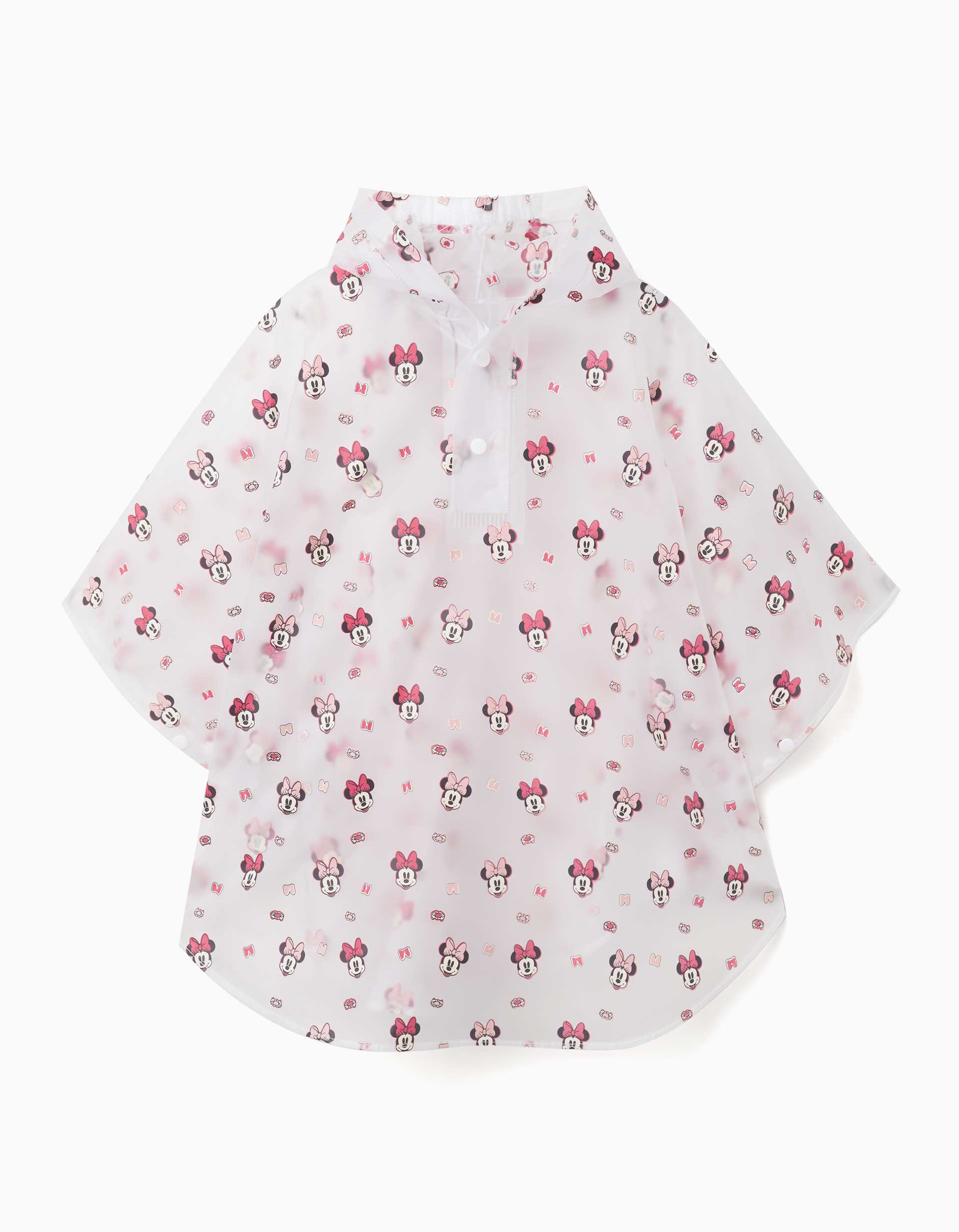Poncho de chuva com capuz Minnie para bebé e menina, transparente