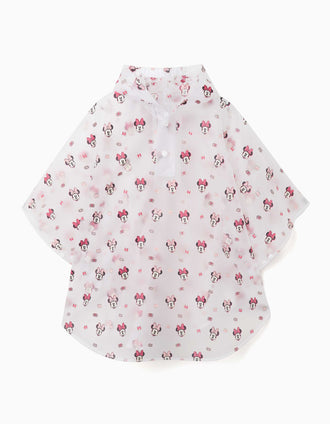 Poncho de chuva com capuz Minnie para bebé e menina, transparente