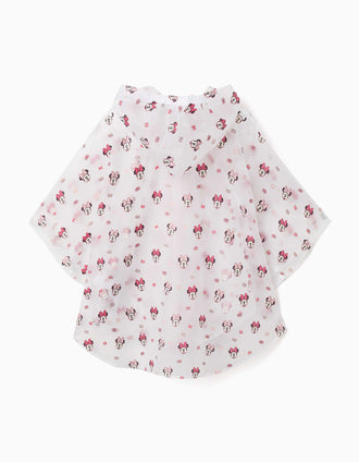 Poncho de chuva com capuz Minnie para bebé e menina, transparente