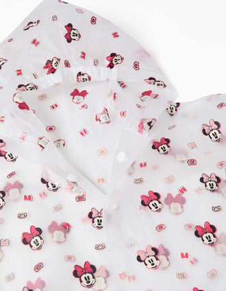 Poncho de chuva com capuz Minnie para bebé e menina, transparente