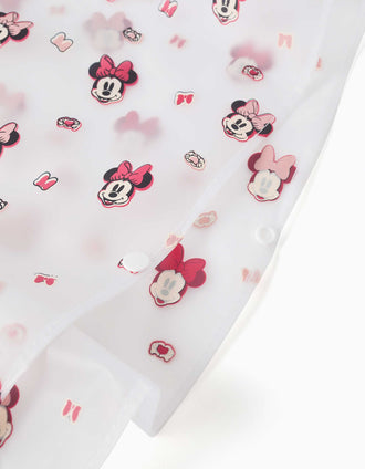 Poncho de chuva com capuz Minnie para bebé e menina, transparente
