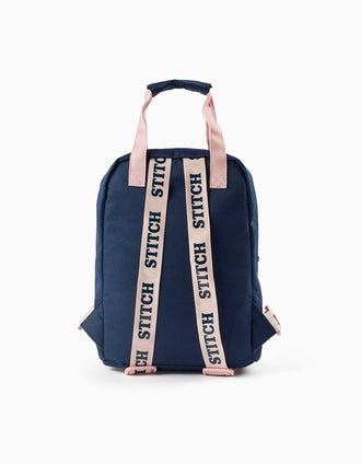 Backpack with Stitch prints for babies and girls, dark blue