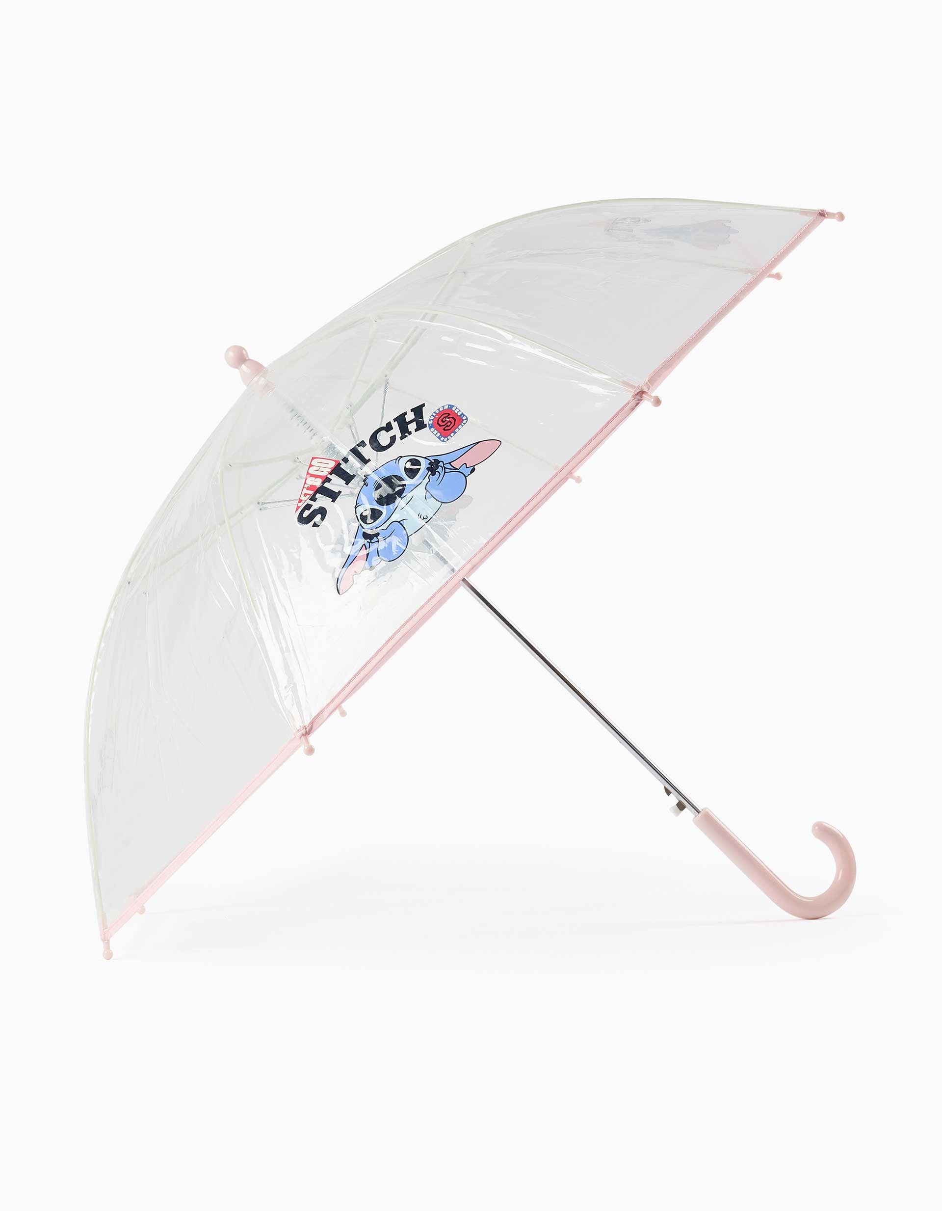 Guarda-chuva automático com estampado Stitch para menina, transparente