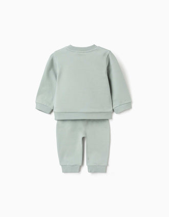 Conjunto perchado con estampado Mickey para recién nacido, verde claro