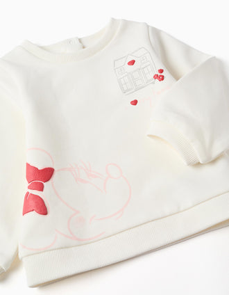 Conjunto perchado con estampado Minnie para recién nacida, blanco/rosa