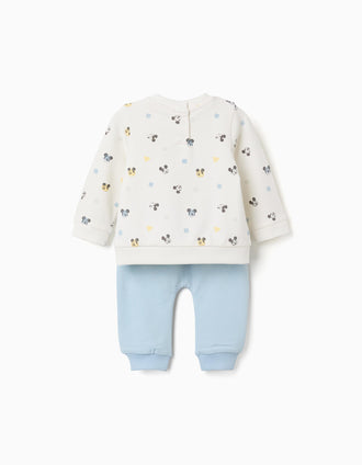 Brushed jogging set with Mickey motif for newborn boys, blue/white