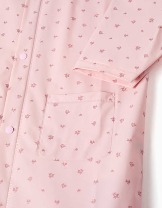 Capa de chuva com capuz e flores estampadas para bebé e menina, rosa
