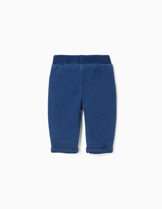 Jean en coton avec poches décoratives pour nouveau-nés, bleu