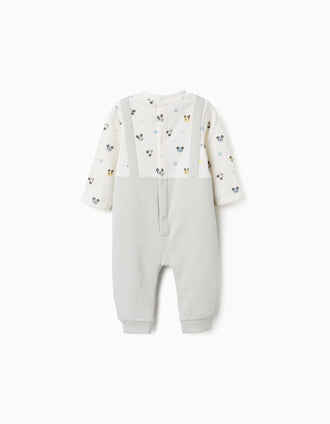 Pelele de manga larga perchado con Mickey para recién nacido, blanco/verde