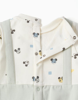 Pelele de manga larga perchado con Mickey para recién nacido, blanco/verde