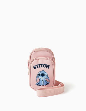 Bolsa para telemóvel com estampado Stitch para menina, rosa-claro
