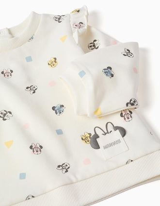 Ensemble de jogging en coton peigné Minnie pour nouveau-née, rose/blanc