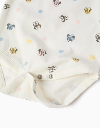 Long sleeve bodysuit with Minnie motif for newborn girls, white