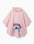 Poncho de pluie à capuche et imprimé Stitch pour bébé et fille, rose