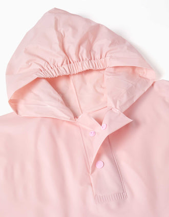 Poncho de chuva com capuz e estampado Stitch para bebé e menina, rosa