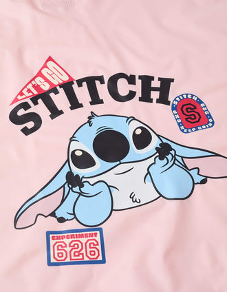 Poncho de chuva com capuz e estampado Stitch para bebé e menina, rosa