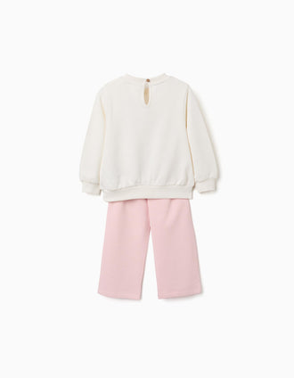 Fato de treino com estampado Minnie para bebé e menina, branco/rosa